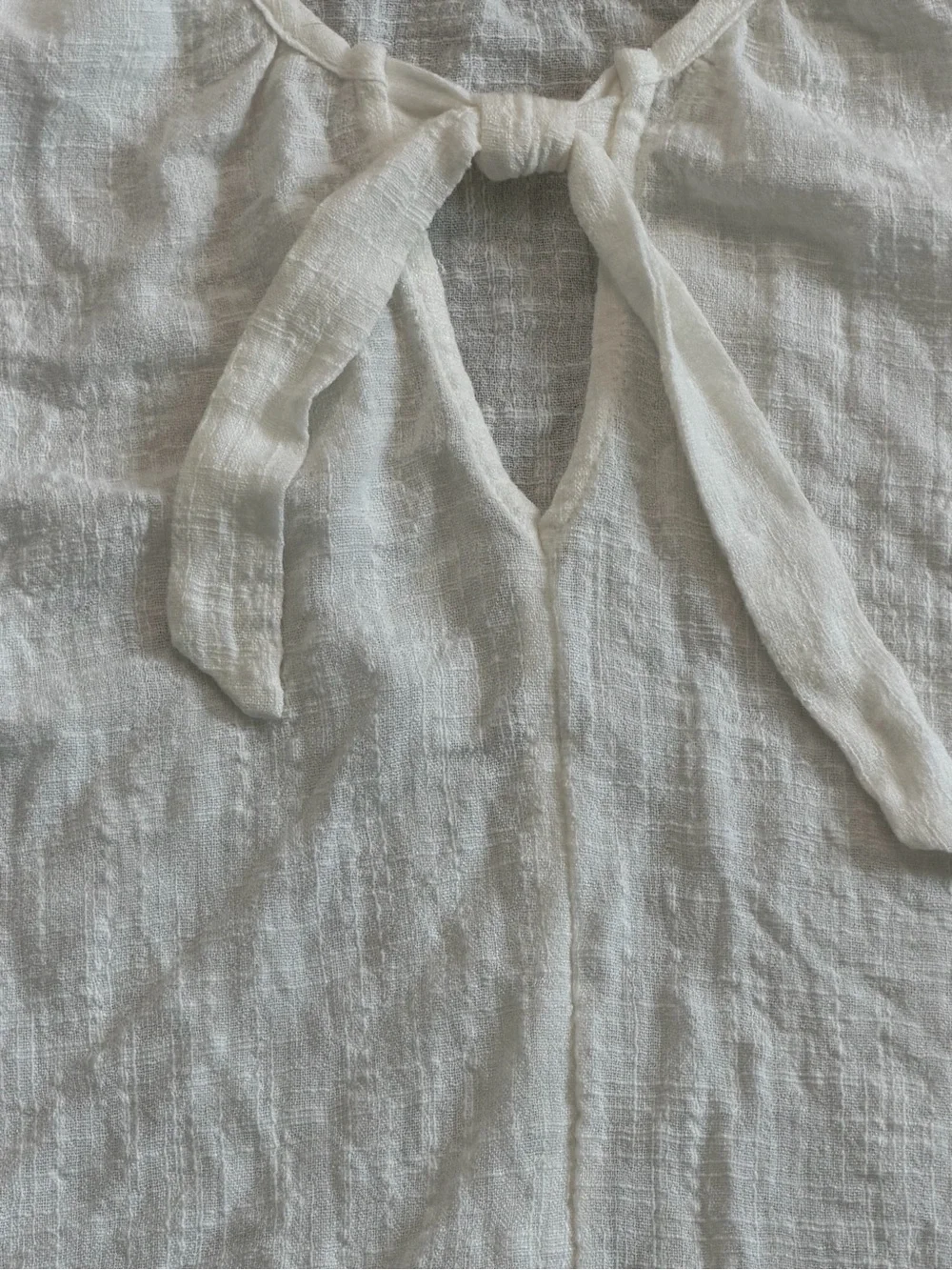 Kona Sol White Gauze Swim Cover Up Peasant Top Tie Neck Size Large